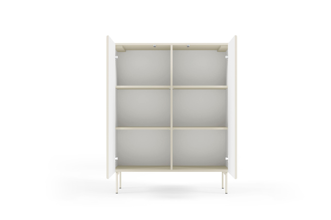 Highboard MUTI kaschmir 99 cm riffeloptik soft-close metallbeine beige