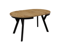 Runder Esstisch Ausziehbar ARI 90-190 cm Eiche Artisan – Metallbeine Schwarz