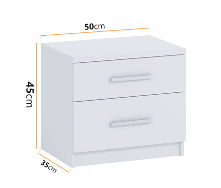 Nachttisch Tamiza 50 cm in Weiß