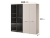 Viertüriger Schrank Zen in der Farbe Kaschmir + getöntes Glas