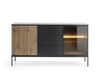 Kommode Lagos 154 cm 2D3SZ mit Metallfüßen in Schwarz + LED