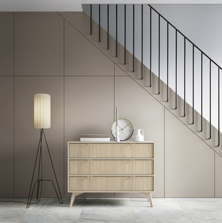 Kommode Silva KSZ-106 in Sandbeige + Scandi-Fischgrätmuster