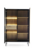 Vitrine Lagos 166 cm hoch, 2D1SZ mit Metallfüßen in Schwarz + LED