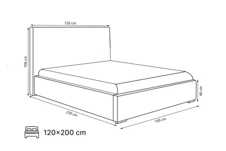 Beiges Polsterbett Lux 120x200 mit Bettkasten