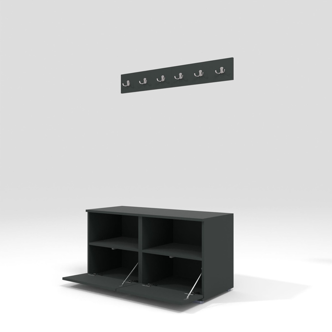 Gepolsterte Garderoben-Set Nela III – Farbe Graphit + Stoff Trinity 04