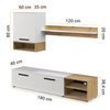 Wohnwand Vento 180 cm – mattweiß und Eiche Artisan, modernes TV-Möbel-Set für das Wohnzimmer