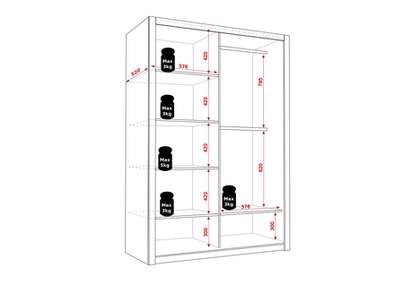 Weißer Schiebeschrank Tamiza 120 cm mit Spiegel