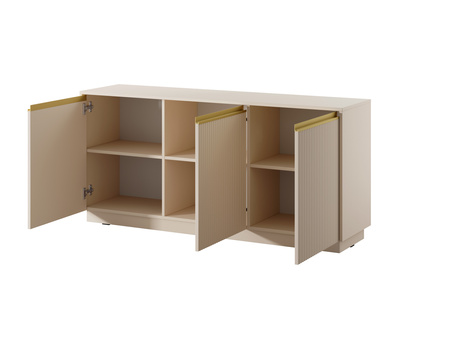 Kommode Loren 154 cm, dreitürig, in Kaschmirfarbe mit geriffelten Fronten