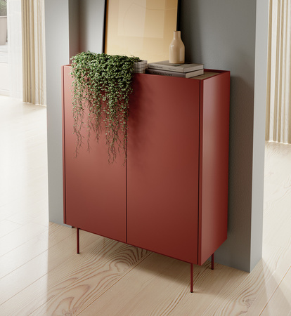 Kommode Lumo KD97cm Zweitürig in Rot mit Metallbeinen