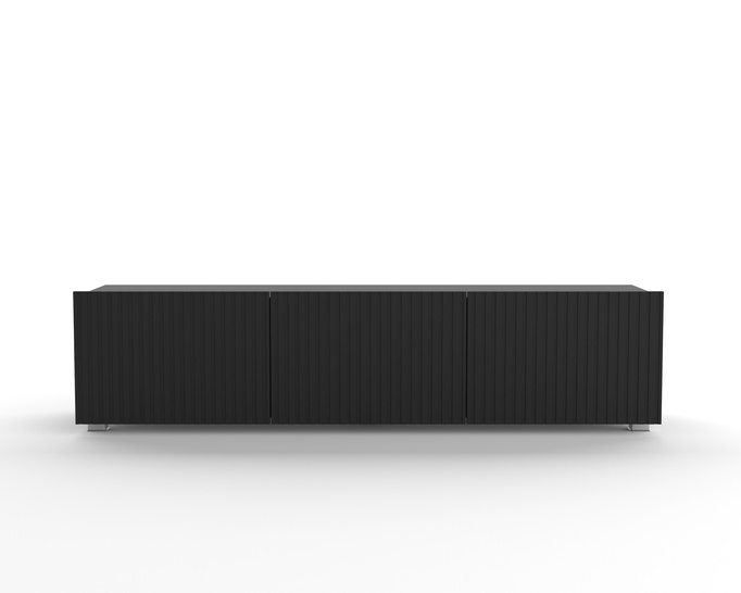 TV-Schrank Kolder 150 cm in Schwarz mit geriffelten Fronten