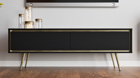TV-Schrank Tori 150 cm mit Metallfüßen in Graphitschwarz