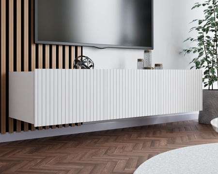 TV-Schrank Kolder 150 cm in Weiß mit geriffelten Fronten