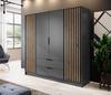 Garderobenschrank Stilo in Graphit mit Schubladen und Lamellen an der Vorderseite