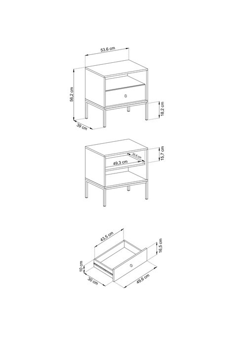 Stilvoller Nachttisch Bari in Marineblau mit goldenen Beinen