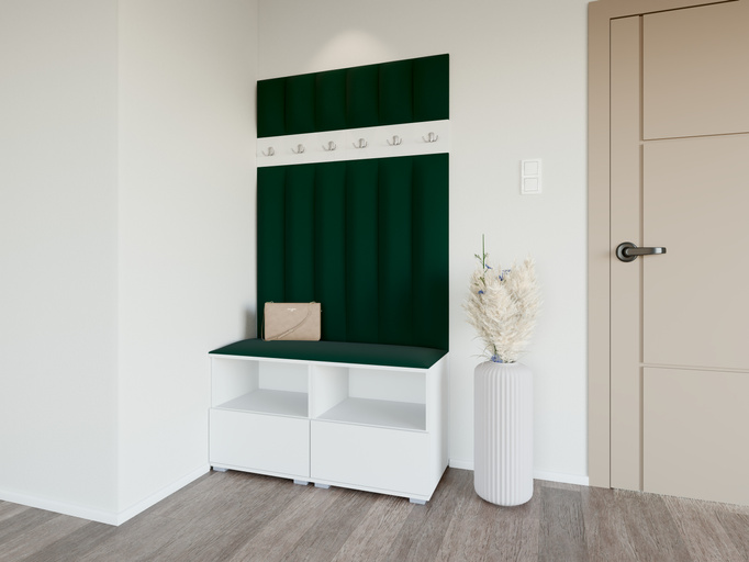 Garderoben-Set Nela III LUX – Farbe Weiß + Stoff Trinity 28