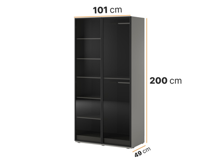 Zweitüriger Schrank Zen in Grau + getöntes Glas