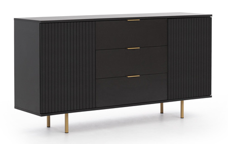 Schwarze Kommode Nubia K2D3SZ mit drei Schubladen
