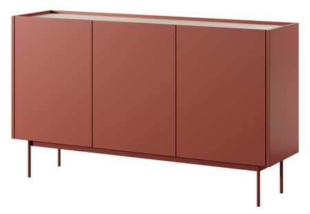 Kommode Lumo K144cm Dreitürig in Rot mit Metallbeinen