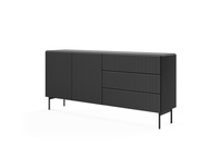 Sideboard MUTI schwarz 177 cm 3 schubladen riffeloptik push-to-open