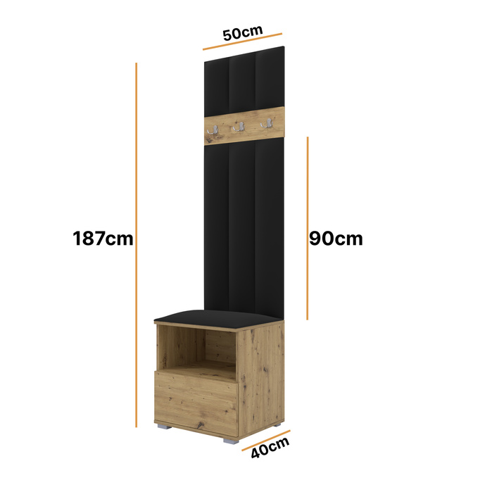 Garderoben-Set Nela IV LUX – Farbe Eiche Artisan + Stoff Trinity 16