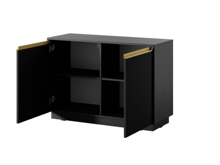 Kommode Loren 104 mit zwei Türen und geriffelten Fronten in Schwarz