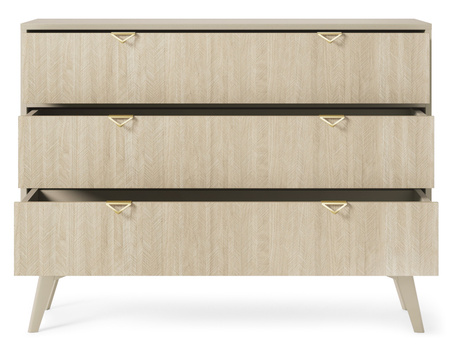 Kommode Silva KSZ-106 in Sandbeige + Scandi-Fischgrätmuster