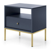 Stilvoller Nachttisch Bari in Marineblau mit goldenen Beinen