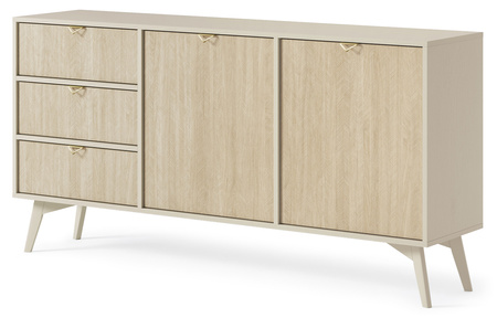 Kommode Silva KSZD-158 in Sandbeige + Scandi-Fischgrätmuster