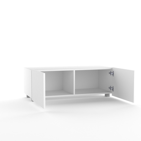 Weißer TV-Schrank Kolder 100 cm mit geriffelten Fronten