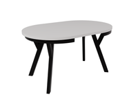 Runder Esstisch Ausziehbar ARI 90-190 cm Weiß Matt – Metallbeine Schwarz Loft