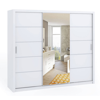 Weißer Schiebetürenschrank Tamiza 250 cm mit Spiegel