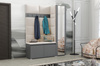 Gepolstertes Garderoben-Set Noris VII mit Spiegel – Farbe Anthrazit + Stoff Trinity 01