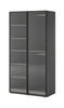 Zweitüriger Schrank Zen in Grau + geriffeltes Glas
