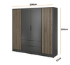 Garderobenschrank Stilo in Graphit mit Schubladen und Lamellen an der Vorderseite