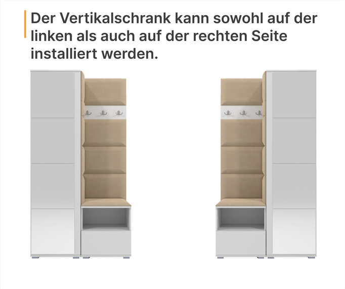 Garderoben-Set Nela I LUX in Graphit und Stoff Trinity 32