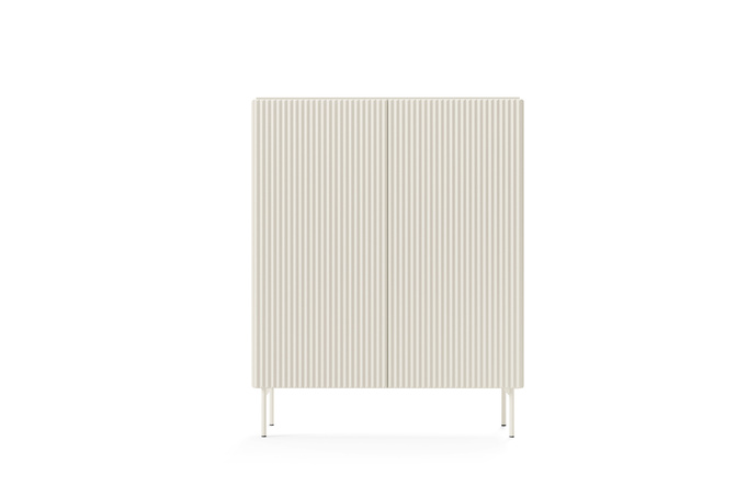 Highboard MUTI kaschmir 99 cm riffeloptik soft-close metallbeine beige
