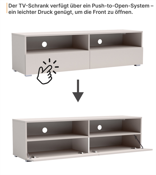Der stilvolle TV-Schrank Tebris 150 cm in Kaschmir