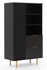 Schwarzes Standregal Nubia R1D2SZ mit zwei Schubladen