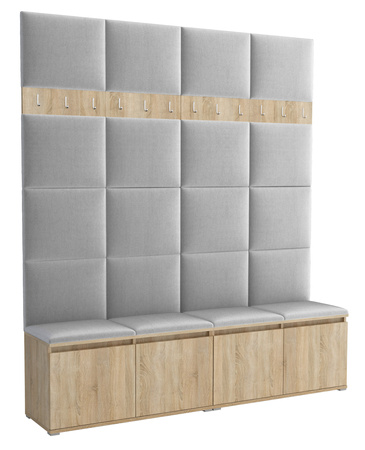 Gepolstertes Garderoben-Set Noris II – Farbe Sonoma + Stoff Trinity 32