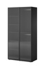Zweitüriger Schrank Zen in Schwarz + geriffeltes Glas