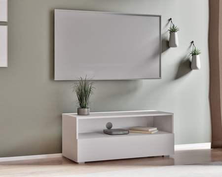 Weißer TV-Schrank Tebris 100 cm im minimalistischen Stil