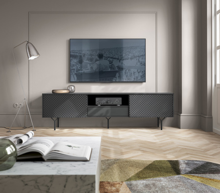 Der stilvolle TV-Schrank East mit einer Breite von 180 cm in Schwarz