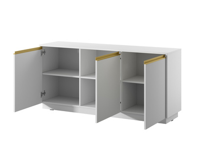 Kommode Loren 154 cm, dreitürig, weiß mit geriffelten Fronten