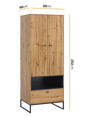 Kleiderschrank Randy SZ2D 2-türig mit Metallfüßen