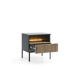 Nachttisch Lagos mit Metallbeinen in Schwarz + LED
