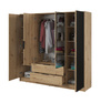 Garderobenschrank Stilo in Eiche Artisan, vier Türen, mit Spiegel und Lamellen an der Vorderseite