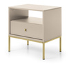 Stilvoller Nachttisch Bari in Beige mit goldenen Füßen