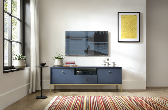 TV-Schrank Bari RTV154 in Marineblau mit goldenen Füßen