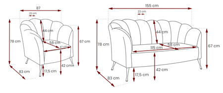 Sitzgarnitur Adria 2+1 Sofa und Sessel