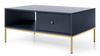 Rechteckige Couchtisch Bari mit zwei Schubladen, marineblau + goldene Füße